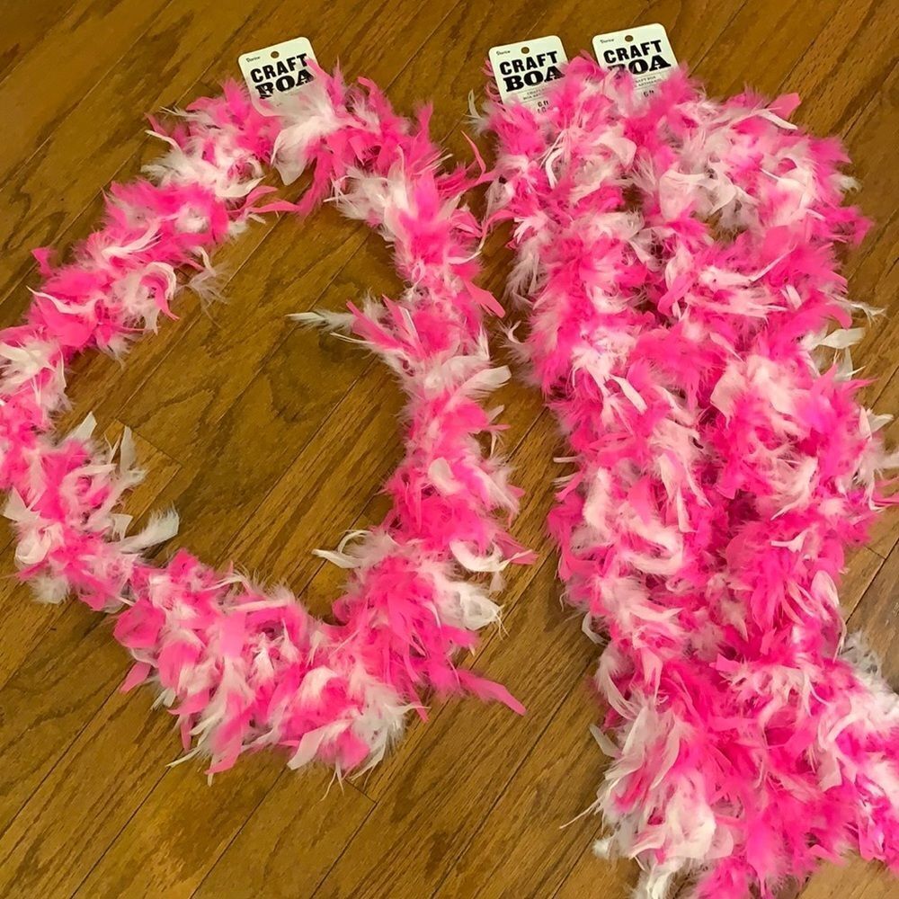 Six strands of Craft Boa in pink and white X 6’ each